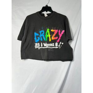 Vintage 90s Signal Mega Tee Crazy As I Wanna B Graphic Crop T Shirt USA Made OS
